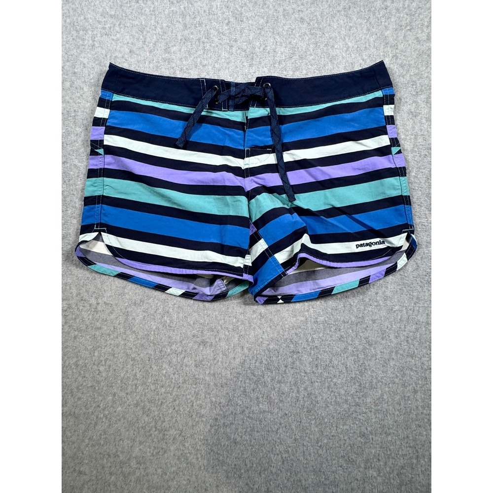 Patagonia Barely Baggies‎ Board Shorts Womens 8 Blue Purple Striped 76598 SP19